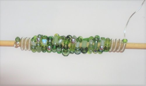 Judy Larson's Coiled, Beaded Slide - , Contemporary Wire Jewelry, Coiling, Coiling Wire, Wire Coiling, Continue the wrap
